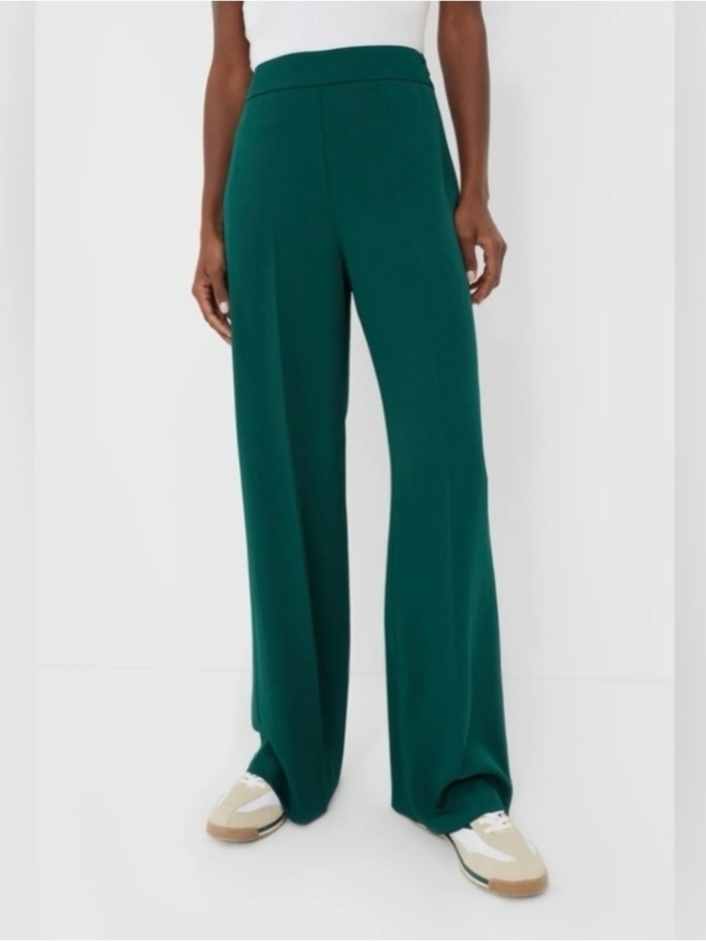 Tuckernuck dark emerald green high waisted wide leg Erin dressy pants office M